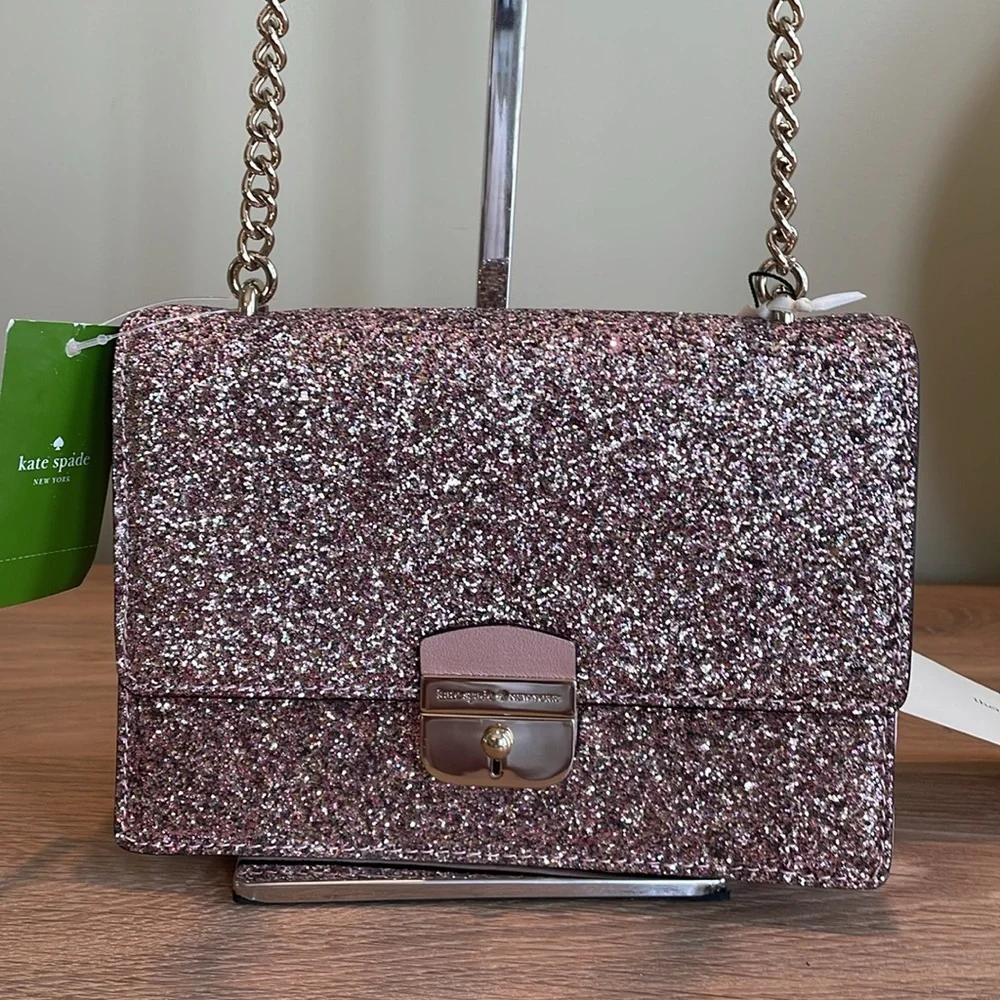 KATE SPADE SUNSET LANE CROSSBODY BAG Rosegold Glitter New with Tags Gift Idea